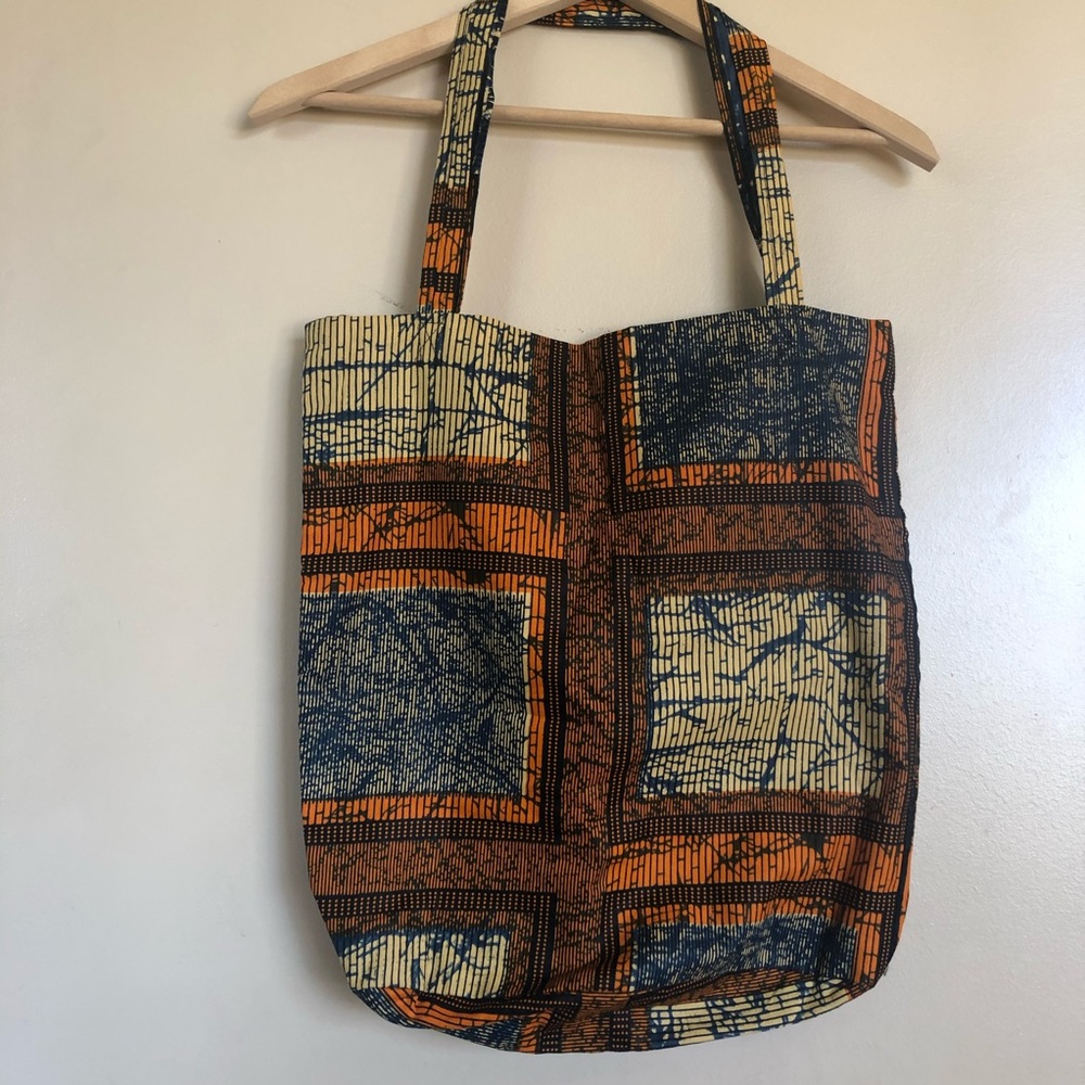 Ankara Cotton Tote with Zipper Pocket